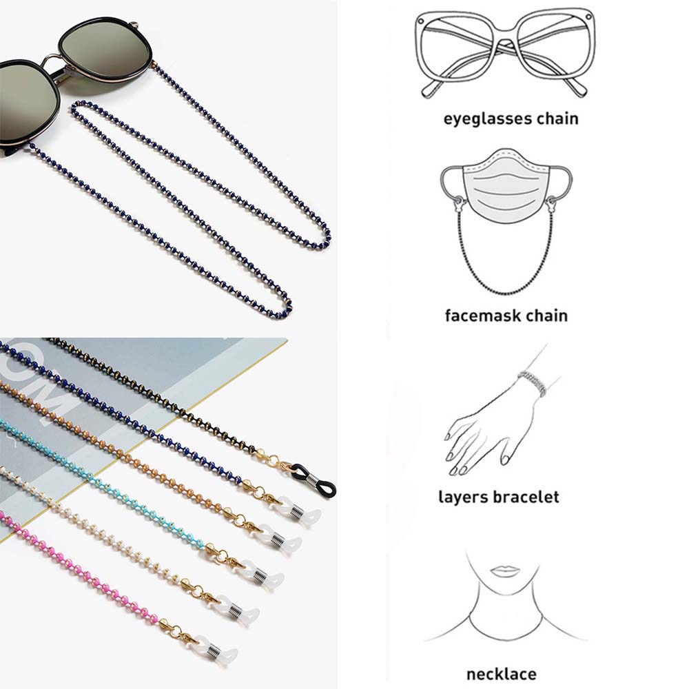Neck Women Matte Bead Non-slip Fashion Mask Cord Holders Glasses Chain Metal Mask Rope Copper