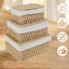 3Pcs Cotton Linen Woven Storage Basket Handwoven with Lid Cosmetic Towel Container Storage Box Household Baskets