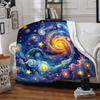 1pc Starry Night Cosmic Swirl Blanket, Lightweight Flannel Throw Blanket For Sofa, Bed, Travel, Camping, Living Room, Office, Couch, Chair, And Bed