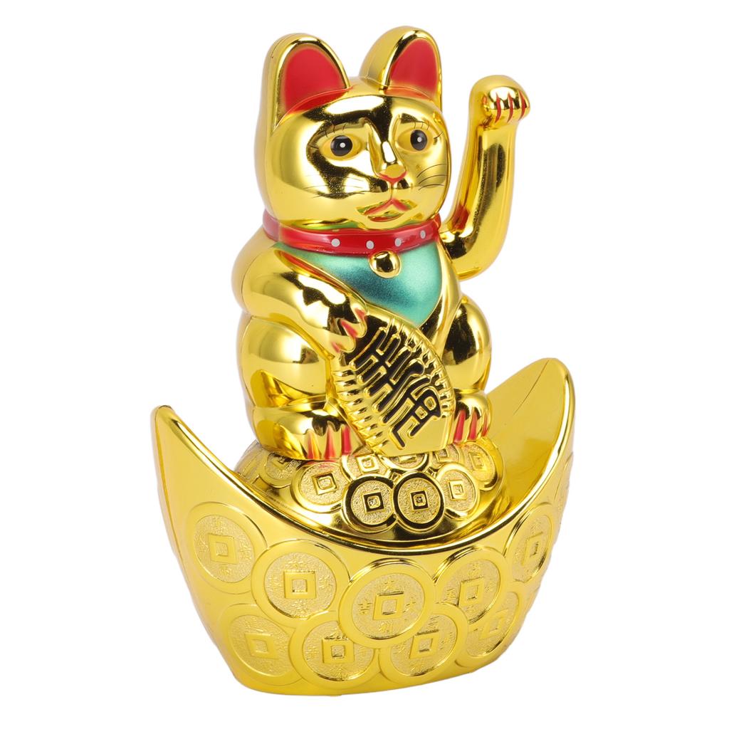 Chat porte-bonheur agitant de 5,5 pouces Décoration bascule dorée Chat porte-bonheur pour Hôtels Cafés Décoration intérieure Cadeaux