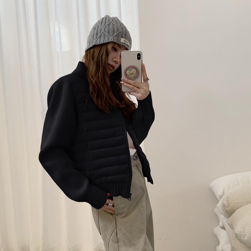 Knitted stand-up collar padded clothes women's light and thin warm padded jackets winter new small slim and thin padded clothes women's clothing
