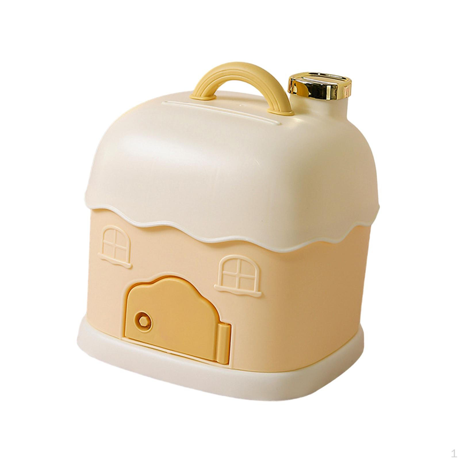 

Банка для детских денег, ключ с замком для легкого доступа и верхней ручкой с 2 ​​отделениями для сбережений на год жёлтый