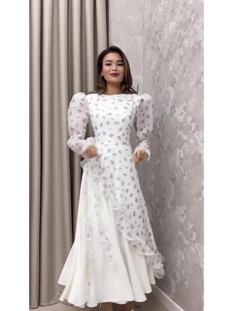 2025 Summer Floral Long Sleeve Maxi Dress - Elegant European & American Style