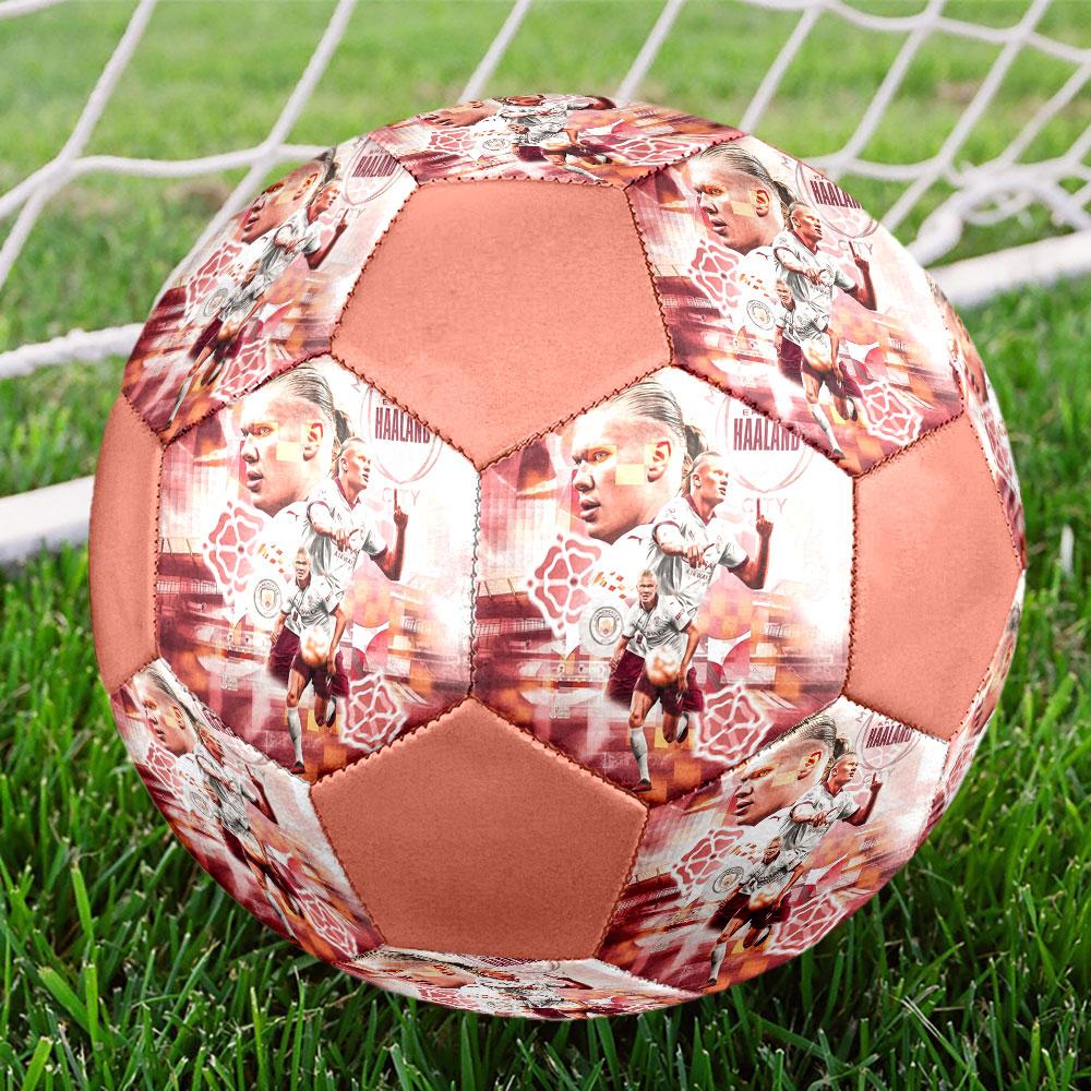 1PC Haaland Talent Size 5 Soccer Ball PrahaIndoor Soccer Ball Colorful All Ages Machine Stitched PVC Competition Ready Durable High-Bounce