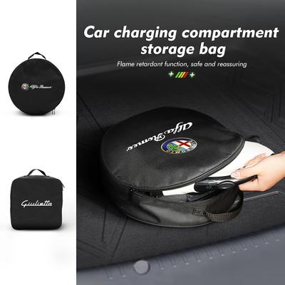 Portable Waterproof Flame-retardant Car Charging Cable Storage Bag For 159 Giulietta Giulia 147 Mito 156 159 166 GT