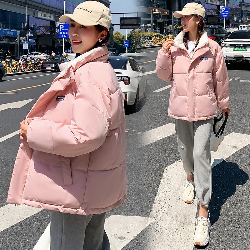 2025 Winter New Down Cotton Jacket Women's Plush Korean Padded Jacket Double-sided Student Cotton Jacket Loose Thickened Jacket