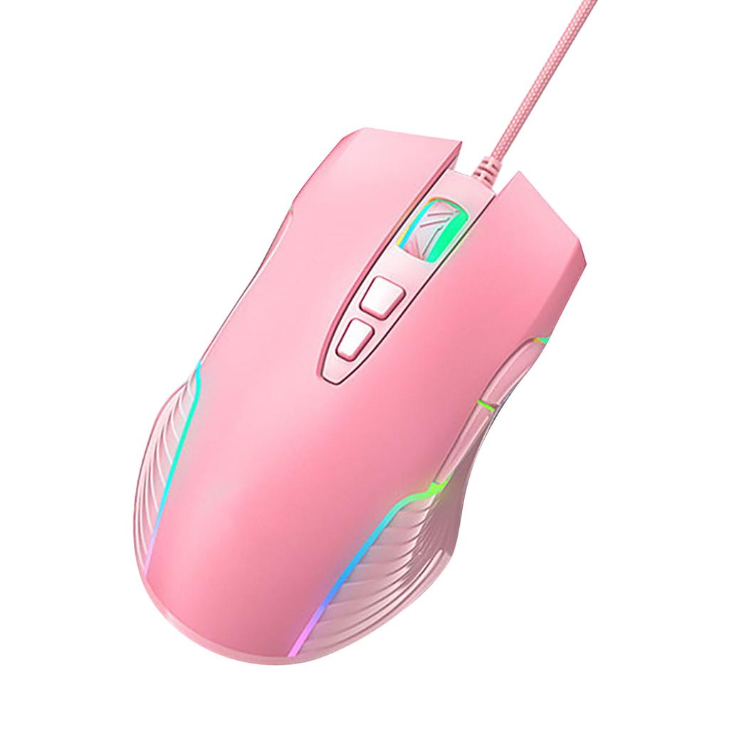 Wired Mouse Pink Ergonomic Design RGB Backlit Motion Detection 5.9ft Cable Gaming Mouse for Gaming Office Study