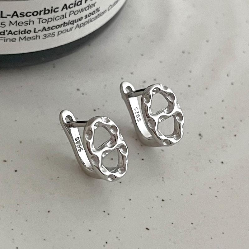 Cui Yan S925 Sterling Silver Korean Textured Pig Nose Ear Cuff for Women – Versatile Ins Blogger Style Earring New 925 Sterling Silver