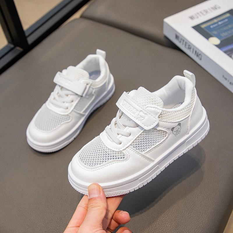 Kinder Sportschuhe Mesh Atmungsaktiv Mädchen Tennisschuhe Weiß Klettverschluss 2025 Neu Kinder Skateschuhe Rutschfest Weiche Sohle Niedliche Bären