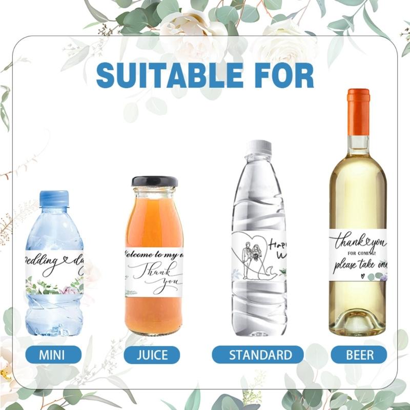Wedding Water Bottle Labels Thank You,Greenery Floral Water Bottle Wraps Sticker Water Bottle Labels for Birthday Party