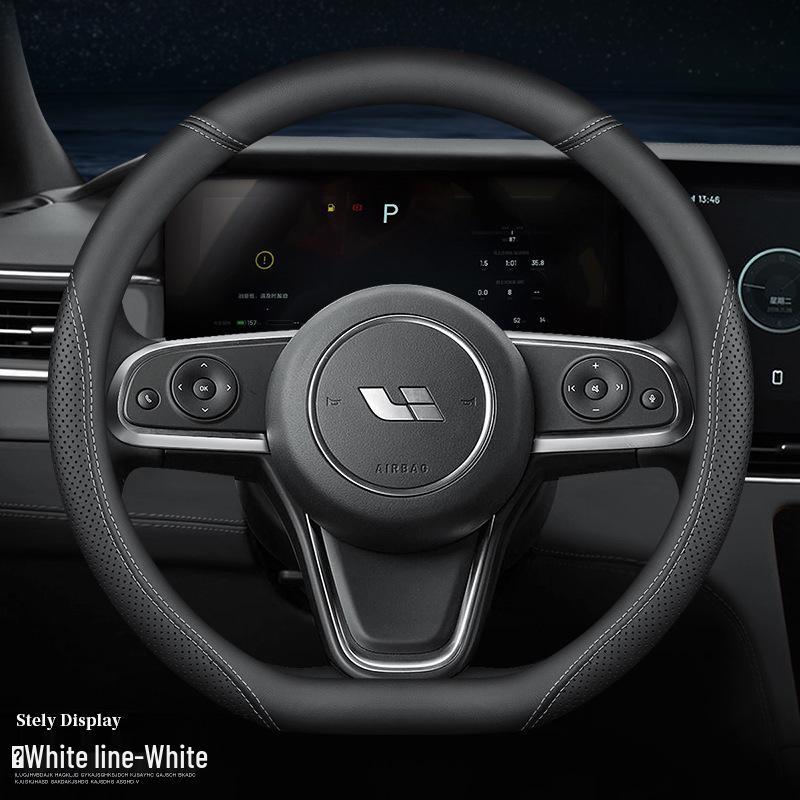 Ideal ONE Genuine Leather Ultra-thin Steering Wheel Cover, Anti-slip, Sweat-absorbent, Universal Fit for All Seasons, Winter Flip-up Design
