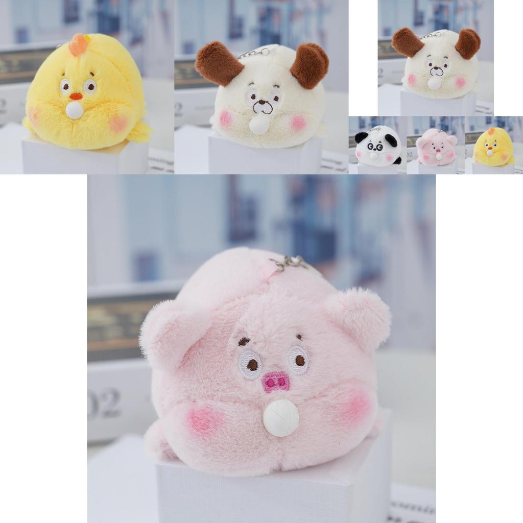 Adorable Bubble Blowing Pig Plush Keychain Cute Stuffed Animal Bag Charm