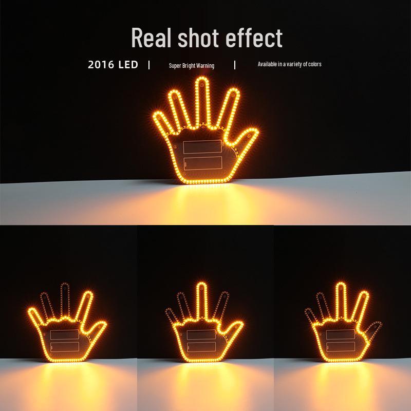 Car LED Multicolor Gesture Light: Seven-Color Glowing Palm Warning & Atmosphere Decoration