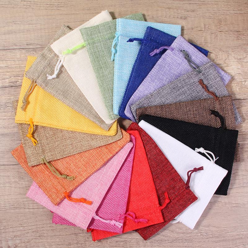 Imitation Linen Drawstring Pouch: Jewelry Storage & Christmas Gift Sachet