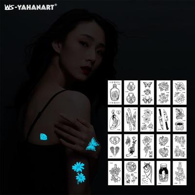 Luminous Blue Tattoo Sticker Nightclub Bar Music Festival Party Female Tattoo Sticker Cool Glowing Face Sticker