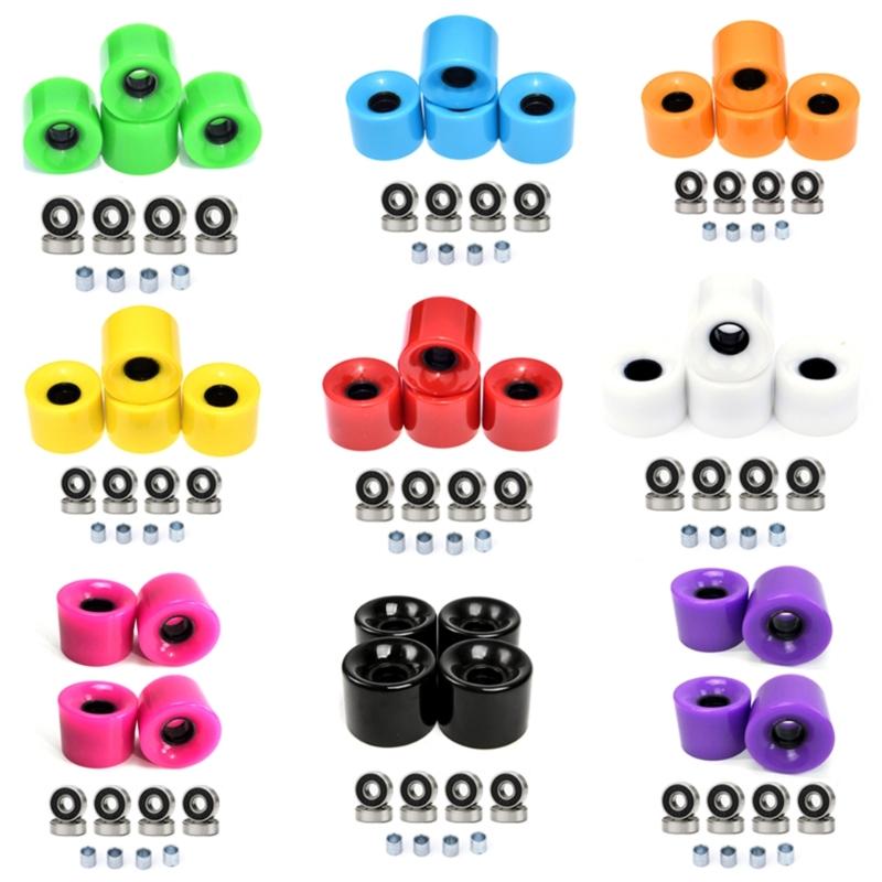 4 Pack Longboards Skateboard Wheels Cruising Wheel Set with Bearings and Spacers, Longboards Wheels PU Wheel Replacement