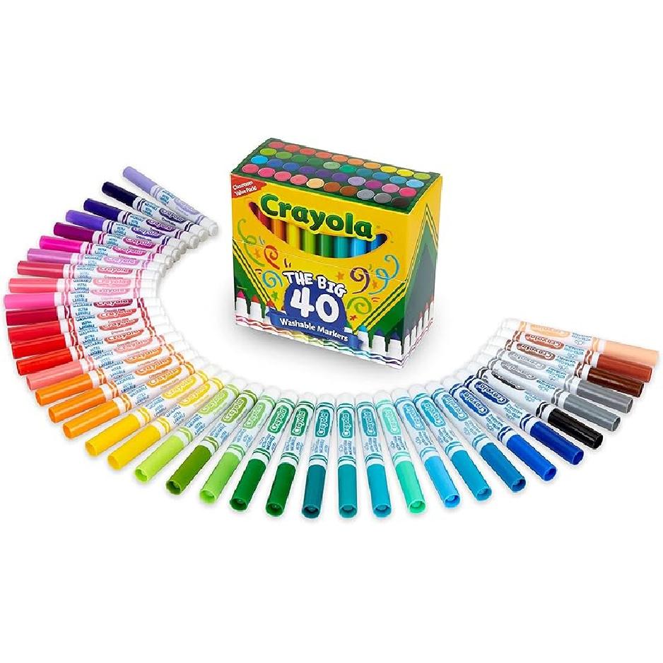 Смываемые маркеры Crayola Ultra Clean (40 карат), Цветные маркеры для детей, Набор маркеров для раскраски, Подарки в чулок для детей, Рождество и Праздники Markers