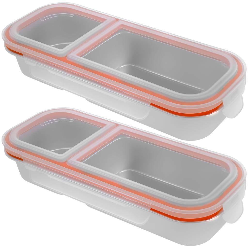 2 Stück Bento Lunchbox mit Deckel Edelstahl unterteilt Snackbehälter Tragbar Auslaufsicher Lunchbox Wiederverwendbarer Lebensmittelbehälter Büro