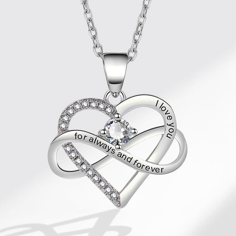 Fashionable Zircon Heart Large 8 I Love You Letter Necklace Women's Versatile Jewelry