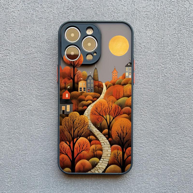 Leaves Autumn Forest House Phone Case for iPhone 12 13 Mini 11 14 15 16 Plus Pro Max 7 8 SE 2020 X XS XR Protective Phone Cover