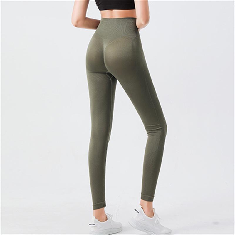 Seamless Chrysanthemum Smiley High-Waisted Yoga Pants - Women's Slimming Base Layer Nine-Point Autumn Fitness Apparel