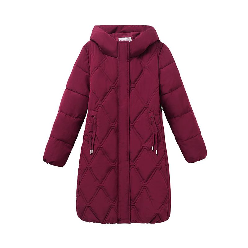 Mittelalte Damen Mütter tragen knielange, baumwollgepolsterte Jacke, dicker, westlicher, lockerer Baumwollmantel in Übergröße, baumwollgepolsterte Jacke Winter