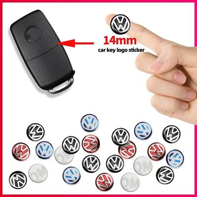 For VW 5/10Pcs 14mm Car Key Emblem Stickers Auto Control Key Logo Decals For VW Golf Tiguan Jetta Transporter Passat T5 Polo