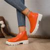 Fashion 2025 Autumn New Thick Sole Ankle Boots for Women Chunky High Heel Back Zipper Short Botines Casual Solid Round Toe Women Shoes