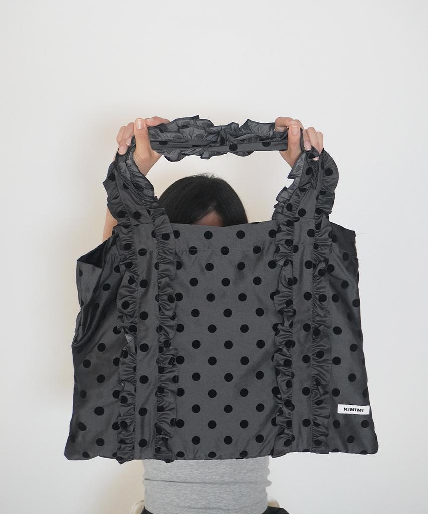 Kimimi Big Frill Dot Shoulder Bag Deep Gray