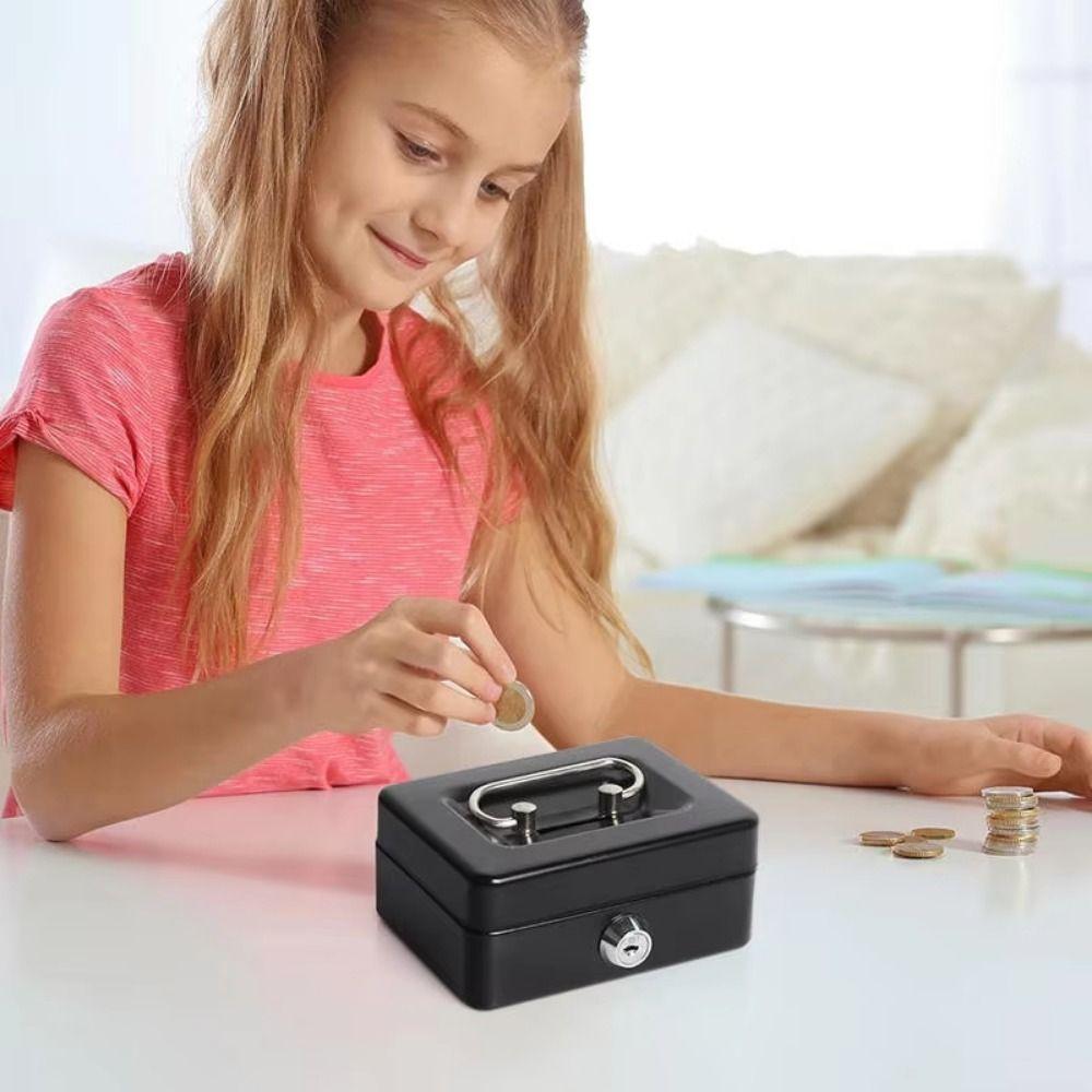 Mini Lockable Cash Box with Key Storage Box Coin Bank Piggy Bank  for Adults