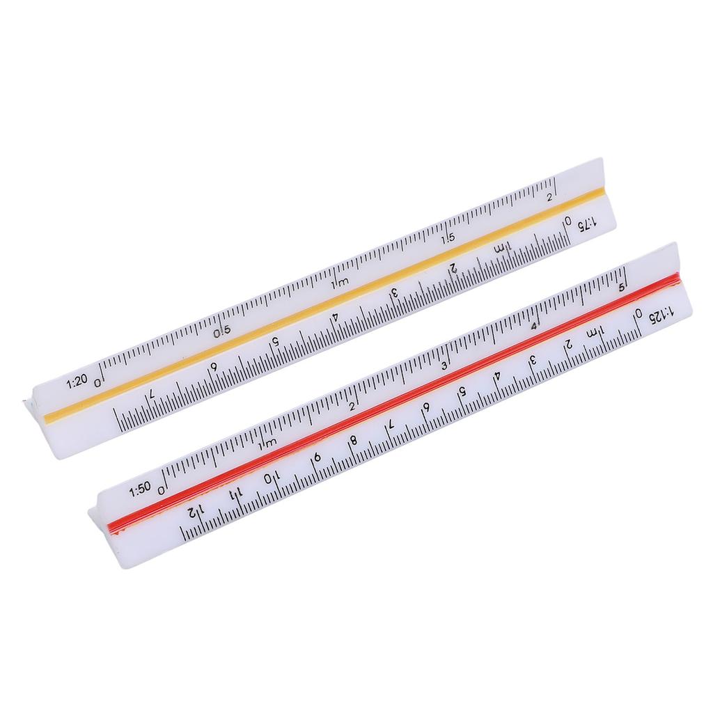 2Pcs Architectural Ruler Set Plastic Small Scale Pocket Mini for Engineer Architects Engineering