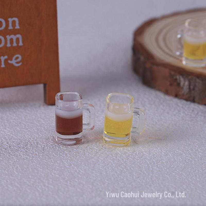 Miniature Beer Mug Toy Ornament for DIY Jewelry, Dollhouse Decoration, and Handmade Crafts.
