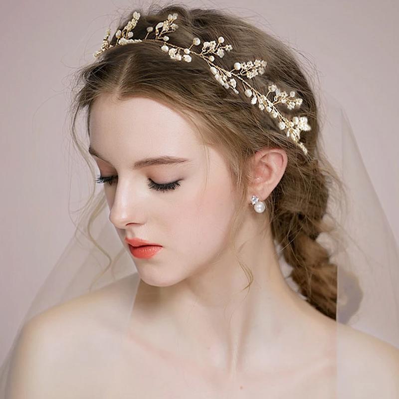 1PC Leaf Headband Simplicity Alloy Elegant Accessories Gift Headband Wedding Bead Bride Handmade