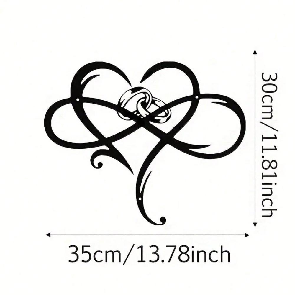 

Black Metal Love Ring Wall Art, Romantic Home Decor for Couples, Bedroom, Cafe, Wedding Gift чёрный