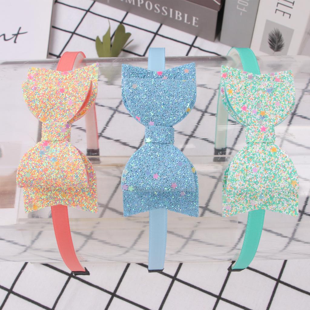 Girls Glitter Hair Bows Headbands for Girls 3.5inch Sequin Bows Hairbands Kids Hairhoops Children Hair Accessories
