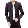 Blazer da Uomo Nero Stile Cinese Collo Alto Manica Lunga Vestibilità Slim alla Moda Giacca Blazer a Singolo Petto