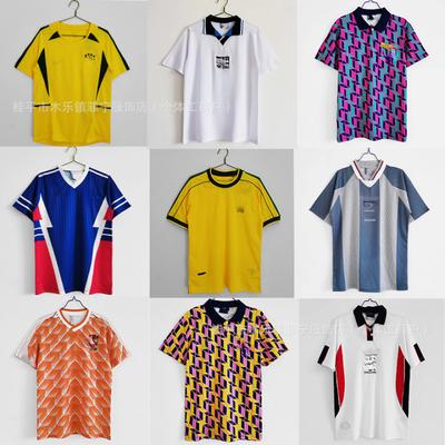 Vintage Short-sleeved Top England Brazil Scotland National Team Football Jersey Top Men's and Women's Adult Embroidered Jersey