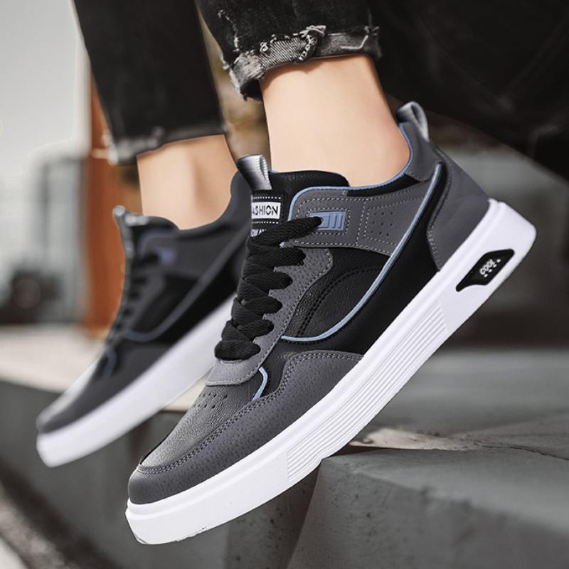 Chaussures décontractées en cuir de luxe pour hommes, baskets à semelle souple, chaussures plates britanniques à la mode, chaussures vulcanisées pour hommes, chaussures de skateboard rétro