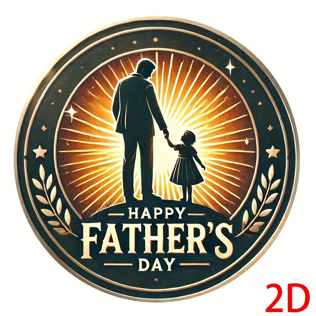 2d flat 20*20cm, Father'S Day Retro Style Circular Wooden Sign, Perfect for Bedroom And Living Room Decoration, Ideal Gift for Friends And Family.