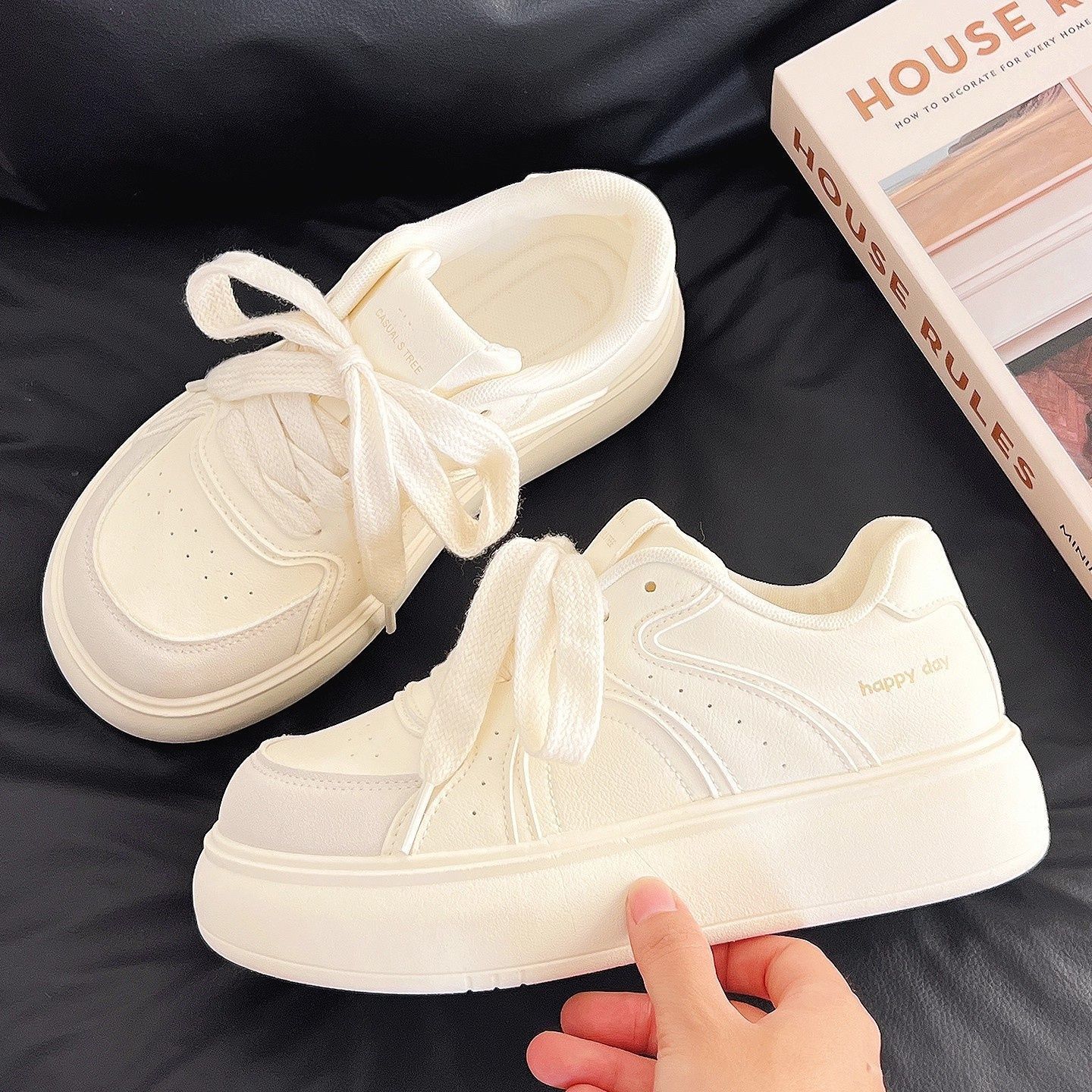Niche white moonlight casual bread summer and autumn new dopamine niche thick baseplate shoes 40 бежевый