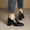Fashion NEW Spring/Autumn Women Pumps Square Toe Chunky Heel Shoes Split Leather Shoes for Women Lace-up High Heel Handmade Female Shoes