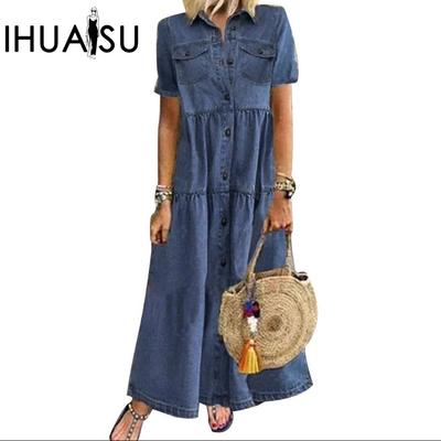 Dlhé núdzové šaty v kovbojskom štýle s viacerými gombíkmi