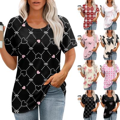 Women's T Shirt Tee Print Short Sleeve Daily Weekend Fashion Basic O Neck Regular Top Summer