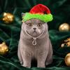 Cat Kitten Puppy Hat Christmas Pet Hat, Plush Dog with Fuzzy Green Trim, Santa Soft Skin Friendly Cap Adjustable Elastic Band for Cats Dogs