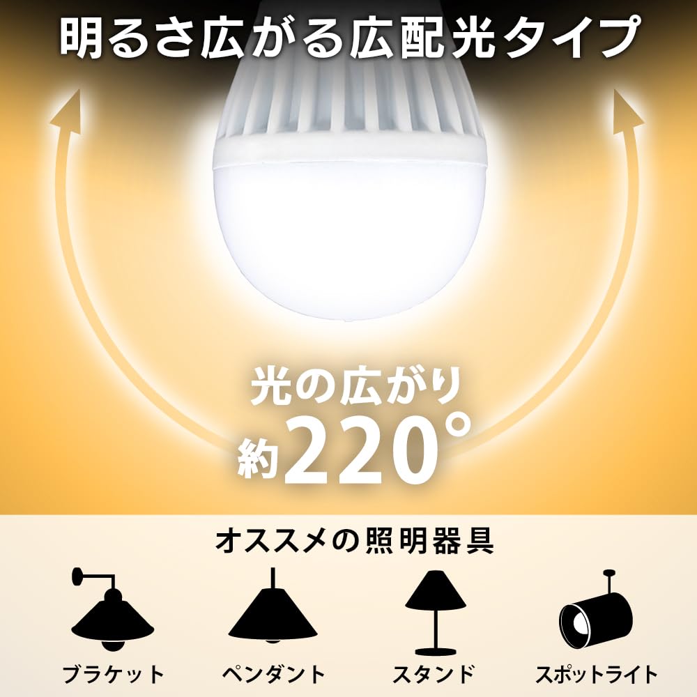 Iris Ohyama LED Light Bulb, 17mm Base, Wide Beam Angle, 60W Equivalent, Warm White, 2-Pack, 760 lumens, Suitable for Enclosed Fixtures,