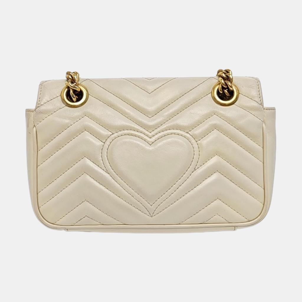 [Pre-Owned] Gucci GG Marmont Matelassé Mini Bag 'White' - Very Good #128IQDE