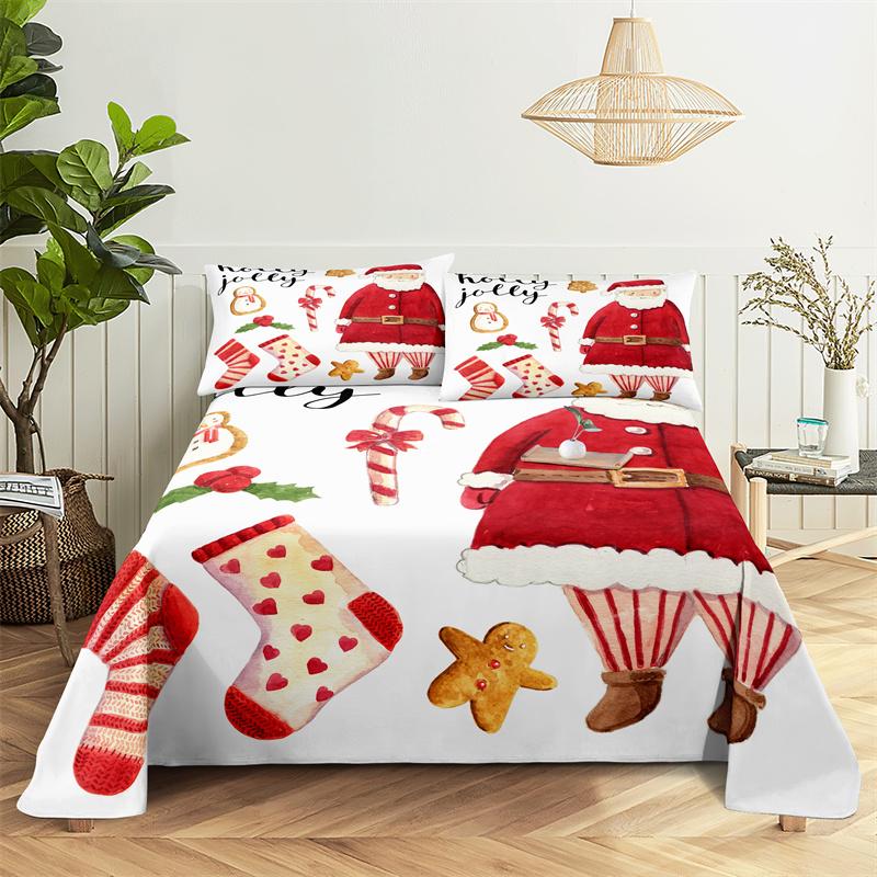 Bedding Sets Christmas Print Bed Sheet Fashion Design Double Flat Sheet Boys Girls Bed Sheet Set Bed Sheets and Pillowcases