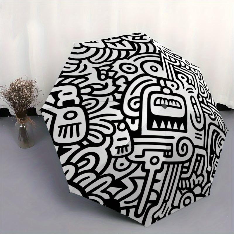 1pc Doodle Art Automatic Open/Close Umbrella with One Touch Button,, Windproof Design   Lightweight Portable Umbrella for Women & Men6101