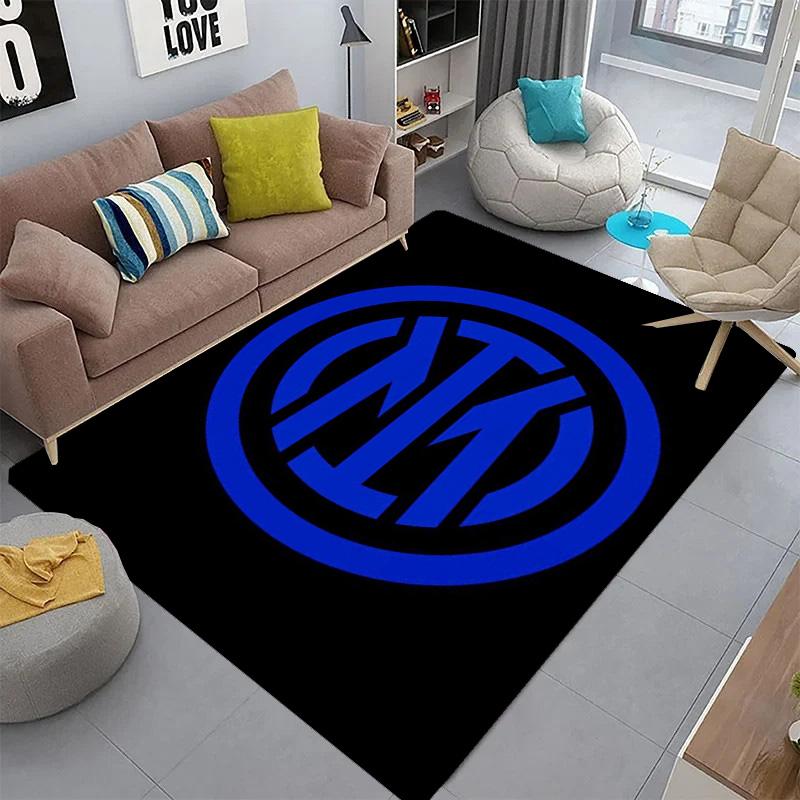 Tappeto con Stemma Inter Milan Stampa Artistica Adatto a Tutte le Stagioni Arte Moda Decorazione per Dormitorio