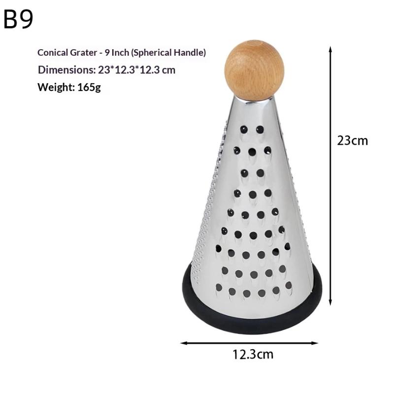Manual Cheese Grater Cone Shaped Stainless Steel Ergonomic Kitchen Gadget for Cheese Fruits Vegetables Fast Prep